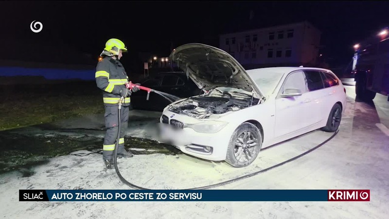 AUTO ZHORELO PO CESTE ZO SERVISU