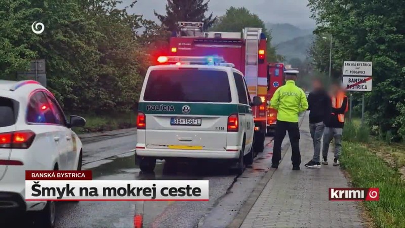 Šmyk na mokrej ceste