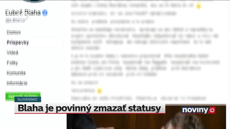 Blaha je povinný zmazať statusy
