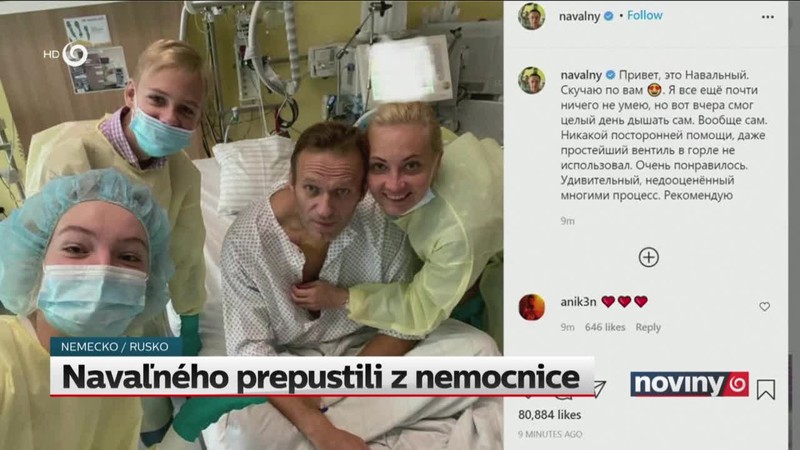 Navaľného prepustili z nemocnice