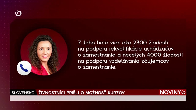 ŽIVNOSTNÍCI PRIŠLI O MOŽNOSŤ KURZOV
