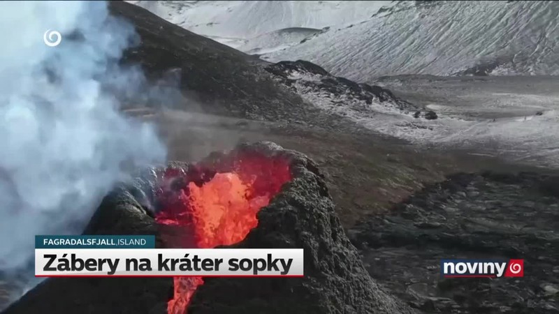 Zábery na kráter sopky