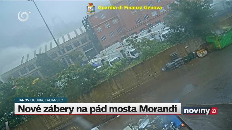 Nové zábery na pád mosta Morandi