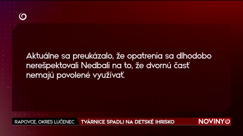 TVÁRNICE SPADLI NA DETSKÉ IHRISKO