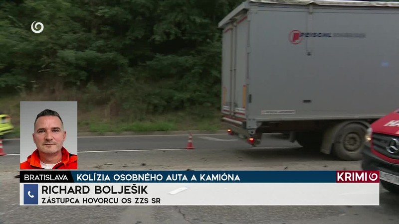 KOLÍZIA OSOBNÉHO AUTA A KAMIÓNA
