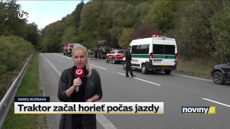 Traktor začal horieť počas jazdy