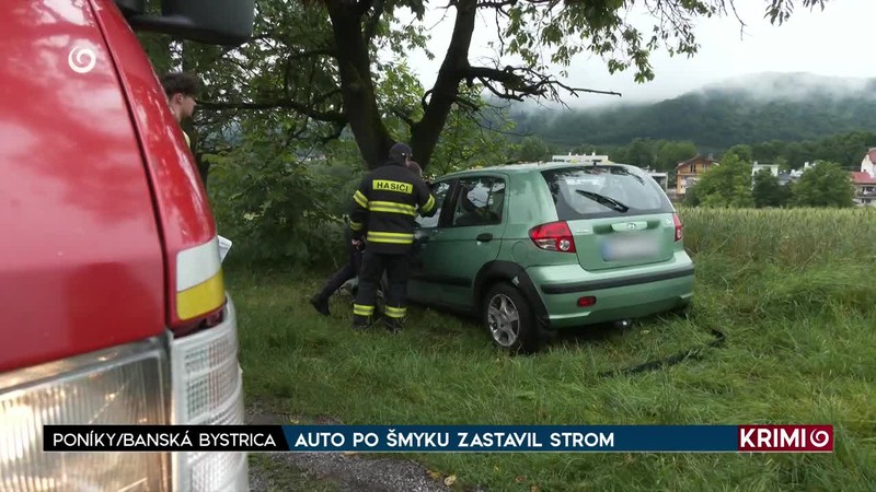 AUTO PO ŠMYKU ZASTAVIL STROM