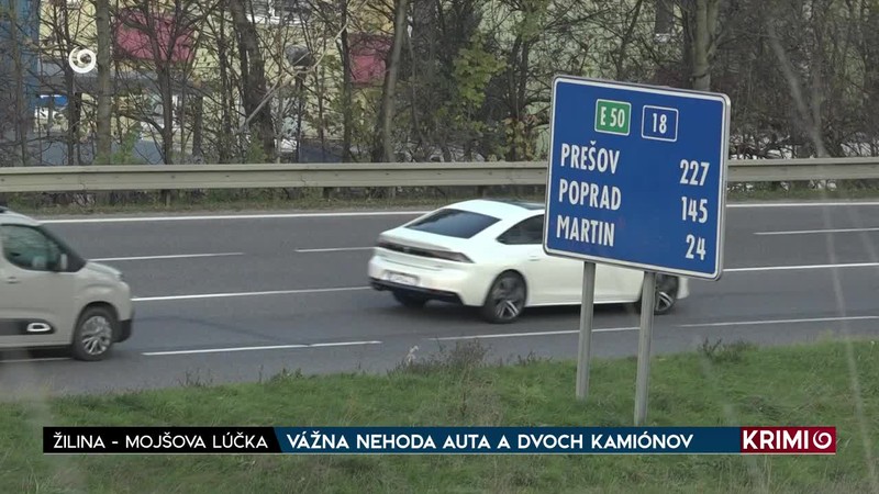 VÁŽNA NEHODA AUTA A DVOCH KAMIÓNOV