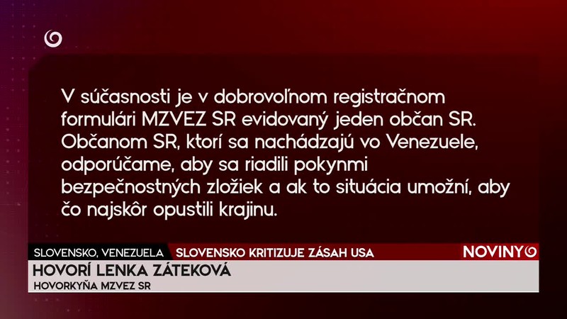 SLOVENSKO KRITIZUJE ZÁSAH USA