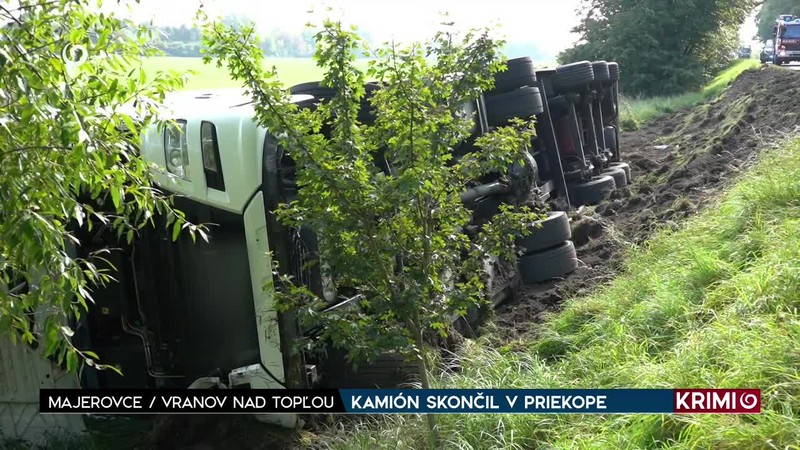 KAMIÓN SKONČIL V PRIEKOPE