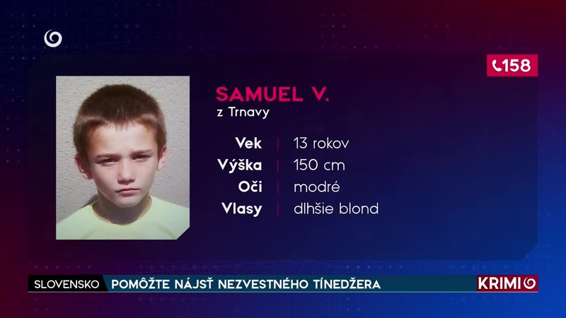 POMÔŽTE NÁJSŤ NEZVESTNÉHO TÍNEDŽERA