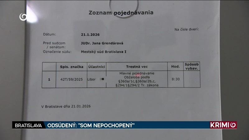 ODSÚDENÝ: "SOM NEPOCHOPENÝ"