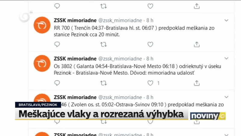 Meškajúce vlaky a rozrezaná výhybka