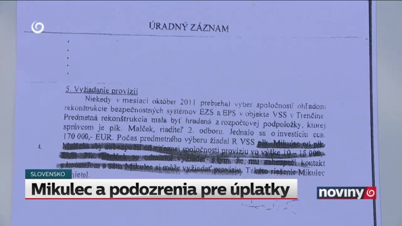 Mikulec a podozrenia pre úplatky