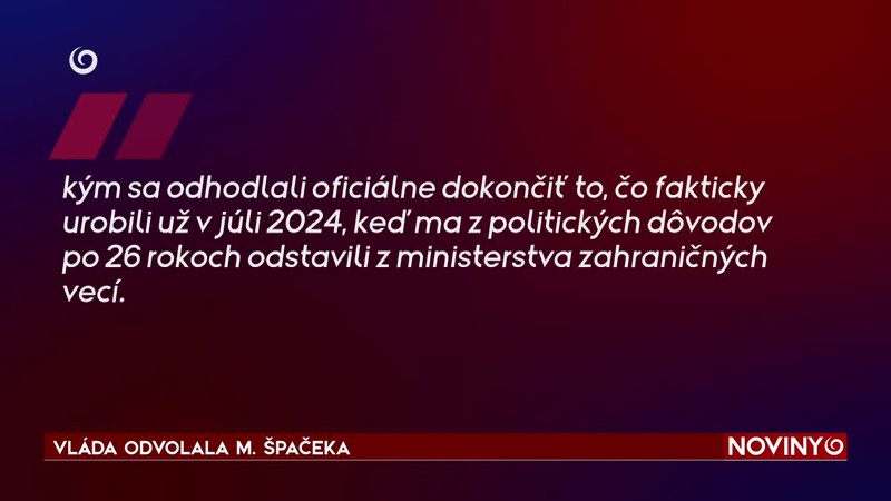 VLÁDA ODVOLALA M. ŠPAČEKA
