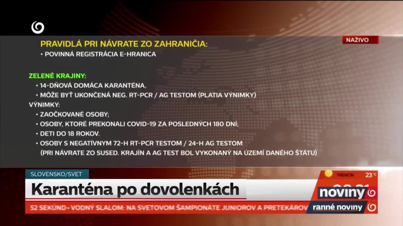 Karanténa po dovolenkách