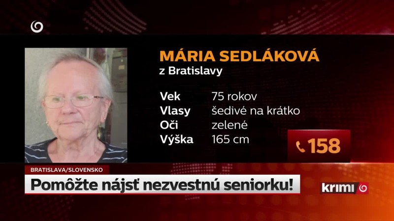 Pomôžte nájsť nezvestnú seniorku!