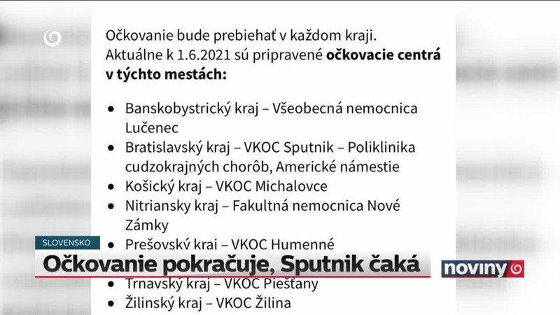 Očkovanie pokračuje, Sputnik čaká