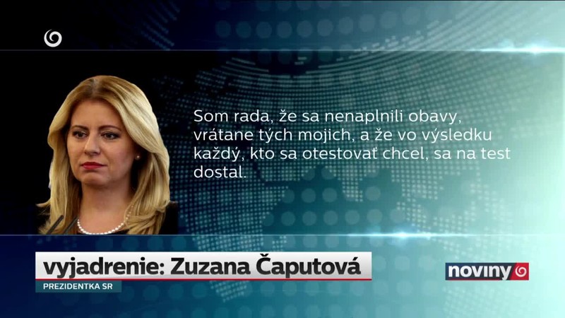 Prezidentka ocenila testovanie