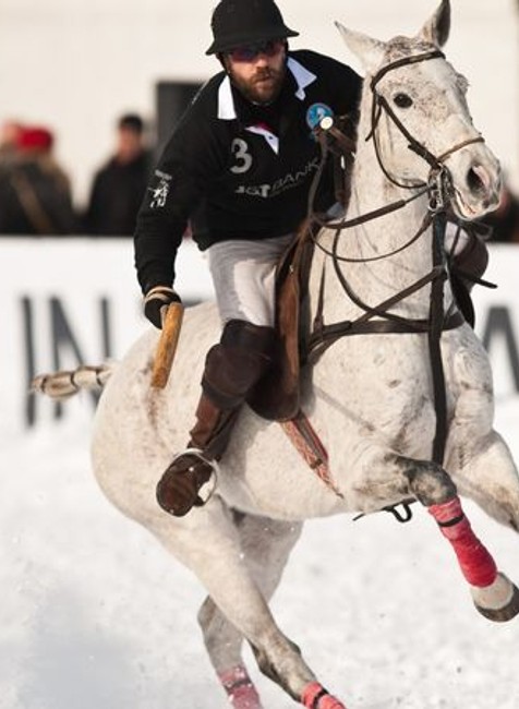 konske polo na snehu jazdec