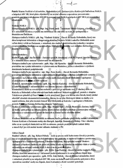 Dokument NAKA o prepojeniach