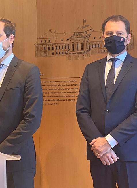 Igor Matovič, Eduard Heger, Marek Krajčí - brífing po demisii