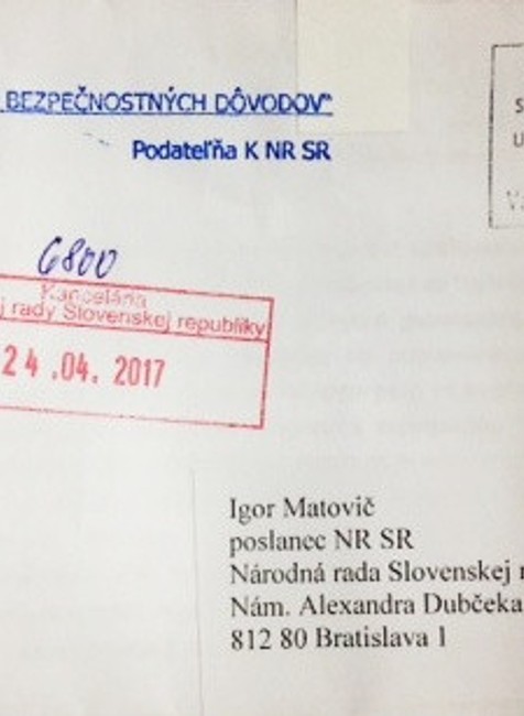 Obálka, Matovič, pošta