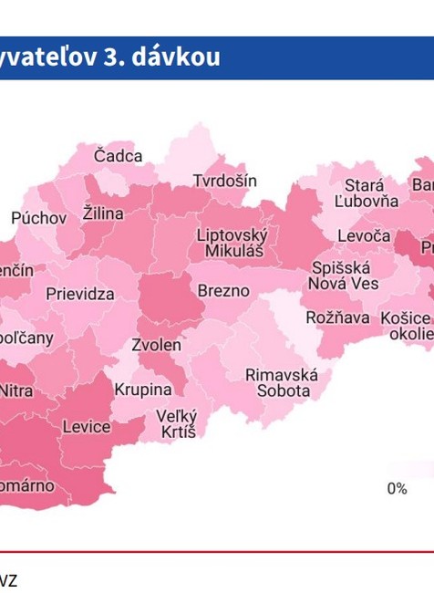 % zaočkovaných obyvateľov 3.dávkou