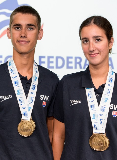 slovenskí reprezentanti v synchronizovanom plávaní súrodenci Silvia Solymosyová a Jozef Solymosy