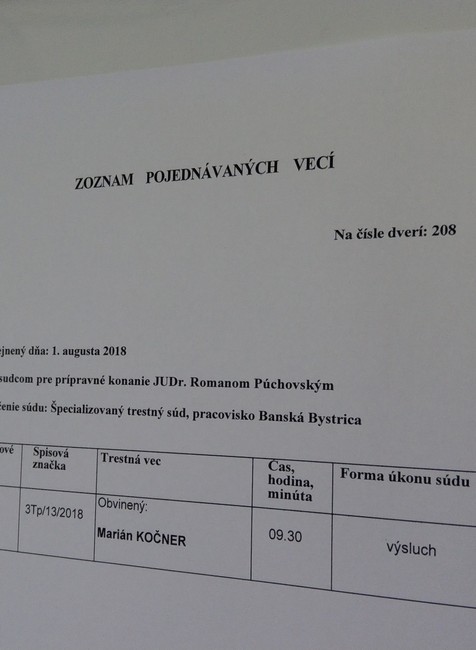 Pojednávanie o Kočnerovi 