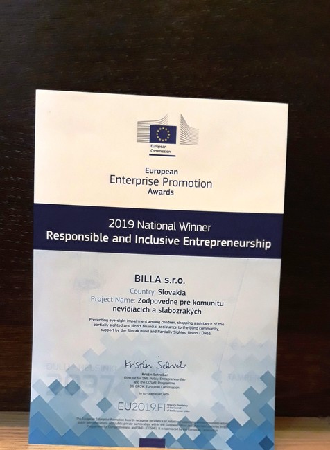 BILLA na odovzdávaní Európskej ceny za podporu podnikania