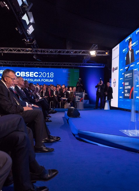minister Lajčák počas prejavu na Globsec 2018 