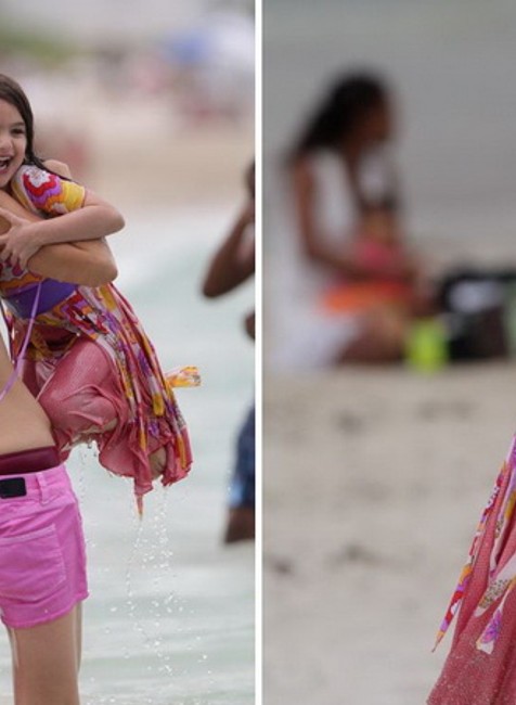 Katie Holmes a dcéra Suri Cruise na pláži v Miami