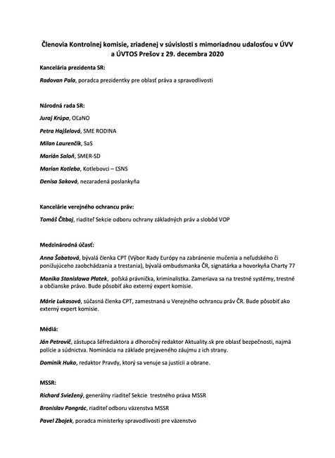 Členovia kontrolnej komisie