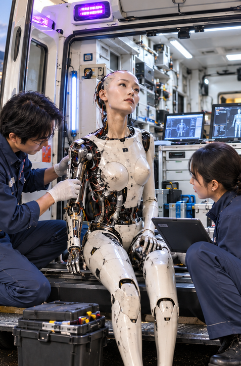Robotická sanitka v Japonsku: Servis pre humanoidov priamo v teréne