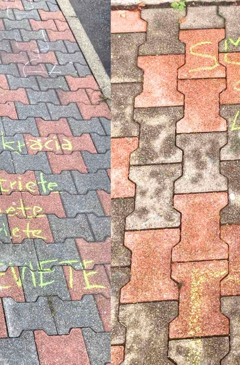 Prednáška Fica v Poprade: Študenti mu na chodníku zanechávajú odkazy napísané kriedou