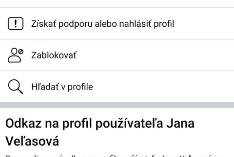 Jana Veľasová falošný profil