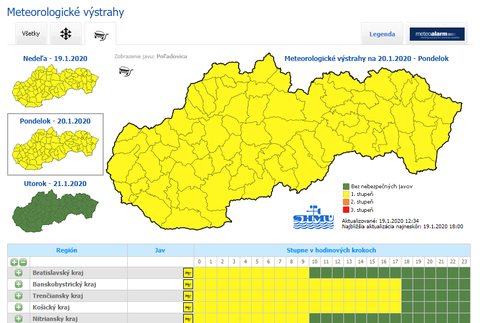 Poľadovica - pondelok