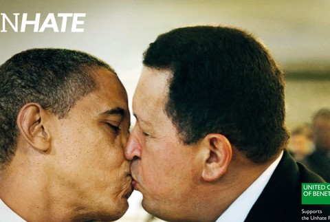 UNHATE reklamná kampaň Benetton Obama a Chávez