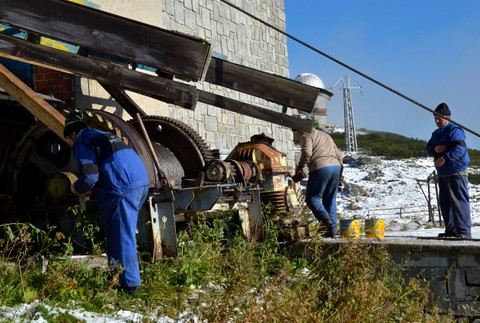 Lomnický štít - výmena ťažného lana 2