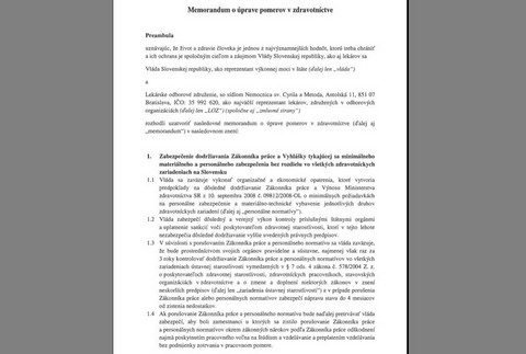 Memorandum o úprave pomerov v zdravotníctve-1