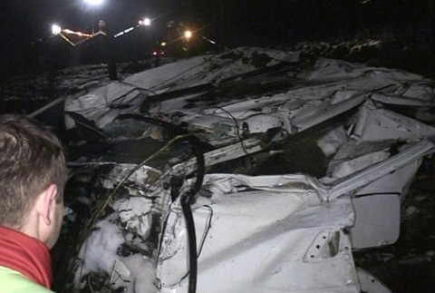 Prevrátený kamión, tma, vernár2