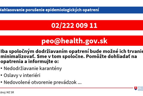 Nahlasovanie porušenie epidemiologických opatrení