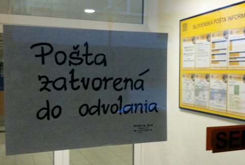 Oznam o zatvorení pošty