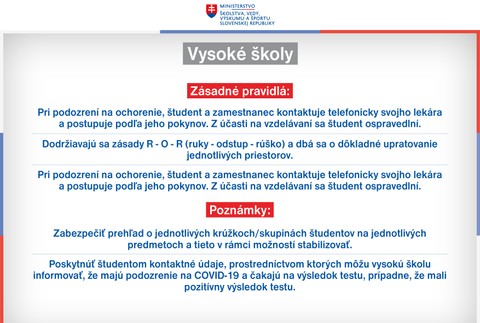Manuál pre vysoké školy a pre školské domovy za školský rok 2020/2021.