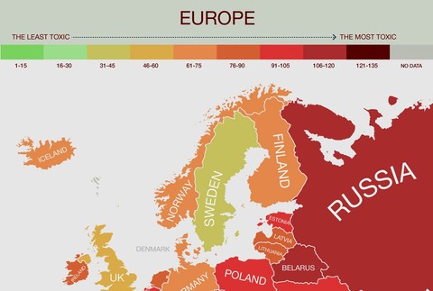 Európa mapa znečistenia