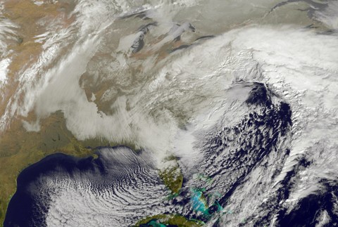 Snehová búrka z meteorologického satelitu