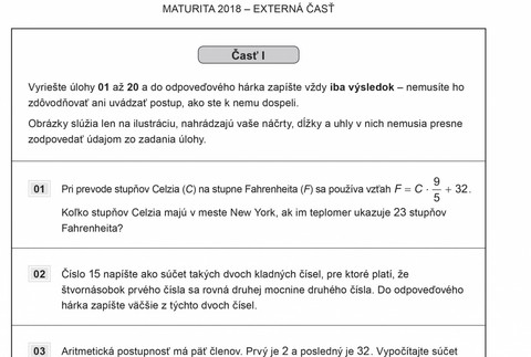 Maturita matematika 2018