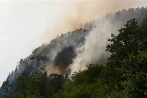 V Rakúsku bojujú hasiči s rozsiahlym požiarom. Hasia zo vzduchu, terén je nebezpečný2849