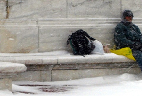 bezdomovec mraz zima